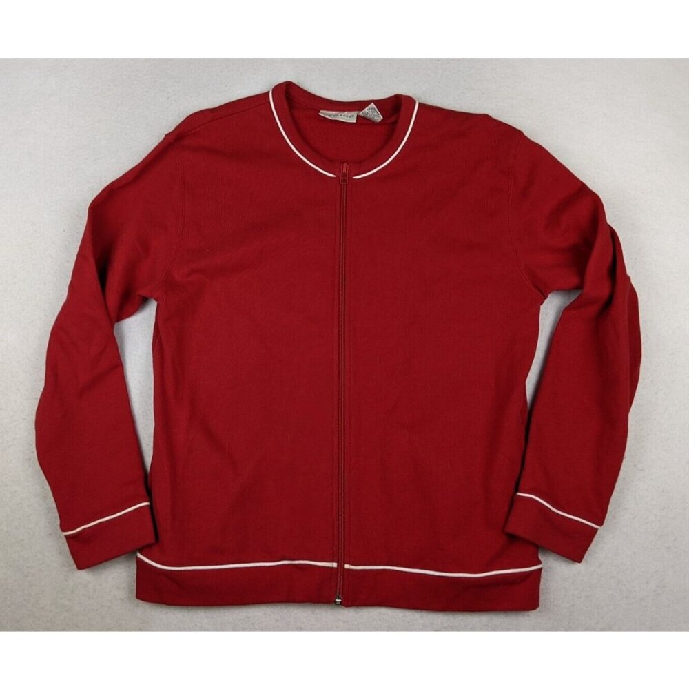 KIM ROGERS - WOMEN'S RED STRETCH KNIT FULL ZIP JACKET  - SIZE M - FLAWS